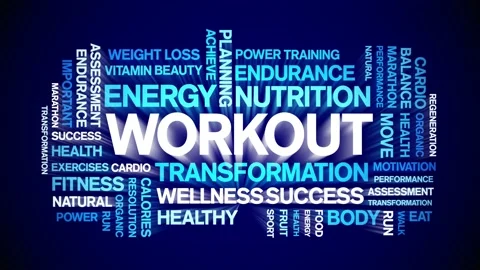 Workout animated word cloud,animation kinetic typography text seamless loop. Stock Footage 169286401
