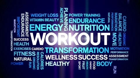 Workout animated word cloud,animation kinetic typography text seamless loop. Stock Footage 169286499