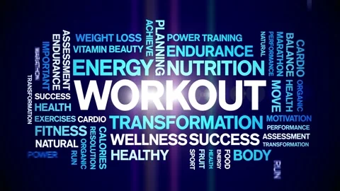 Workout animated word cloud,animation kinetic typography text seamless loop. Stock Footage 169286567