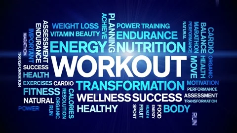 Workout animated word cloud,animation kinetic typography text seamless loop. Stock Footage 169286785