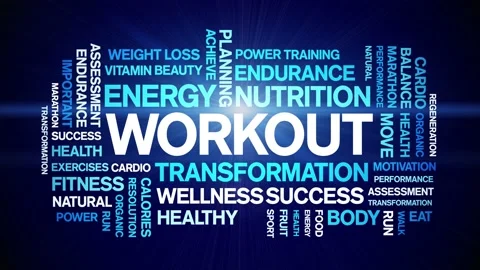Workout animated word cloud,animation kinetic typography text seamless loop. Stock Footage 169286790