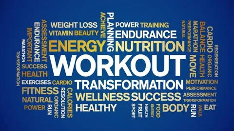 Workout animated word cloud,animation kinetic typography text seamless loop. Stock Footage 169287144