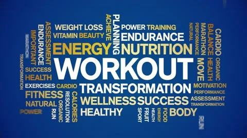 Workout animated word cloud,animation kinetic typography text seamless loop. Stock Footage 169287162