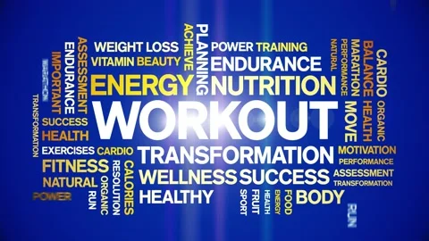 Workout animated word cloud,animation kinetic typography text seamless loop. Stock Footage 169287405