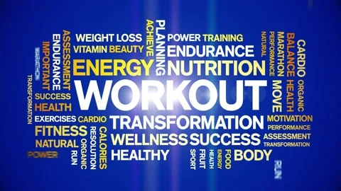 Workout animated word cloud,animation kinetic typography text seamless loop. Stock Footage 169287448