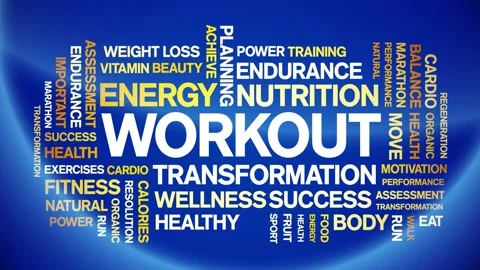 Workout animated word cloud,animation kinetic typography text seamless loop. Stock Footage 169287701