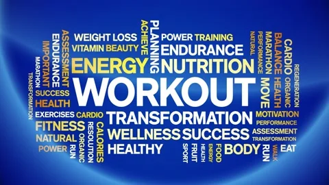 Workout animated word cloud,animation kinetic typography text seamless loop. Stock Footage 169287763