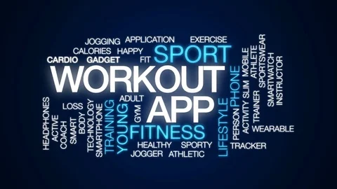 Workout app animated word cloud, text design animation. Stock Footage 82354330