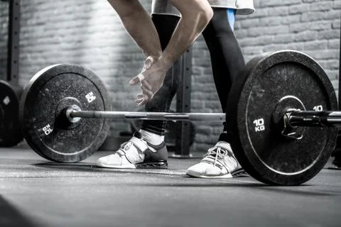 Workout with barbell Foto stock