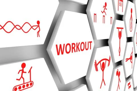 WORKOUT concept cell background 3d illustration Stock Illustration