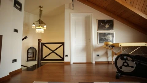 Workout corner in living room, second shot Video stock 94348542