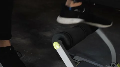 Workout with exercising machine Stockbeeldmateriaal 160041451