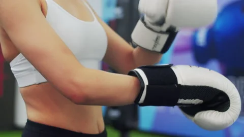 Workout Girl Boxing Preperation Stock Footage 236029352