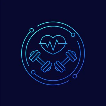 Workout heart rate icon, pulse during exercise, linear design Stock Illustration