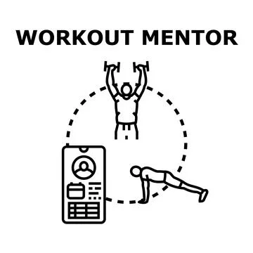 Workout mentor app offering personal fitness training Stock Illustration