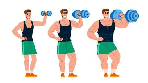 Workout muscle building man vector Stock Illustration