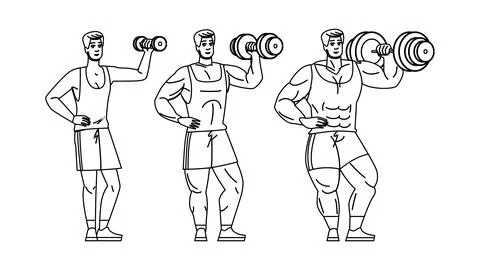 Workout muscle building man vector Stock Illustration