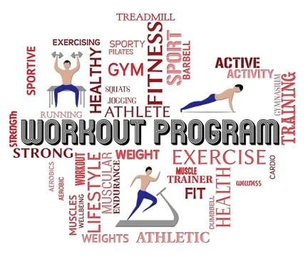 Workout Program Indicating Physical Activity And Plans Ilustración de archivo