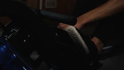Workout on rowing machine Stock Footage 160041409