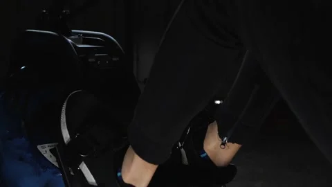 Workout on rowing machine Stock Footage 160047107