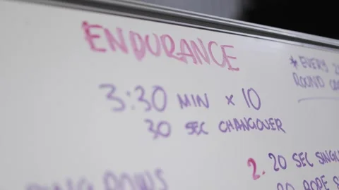 Workout session written on whiteboard in gym Stock Footage 240401258