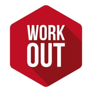 Workout sign button red Stock Illustration