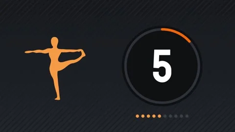 Workout timer countdown from 10 to 0 with yoga pose silhouettes and progress Stock-Footage 348302617