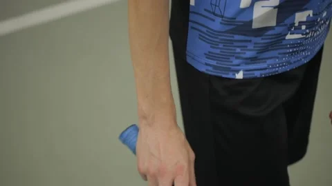 Workout warm-up and badminton game Vídeo Stock 142876575