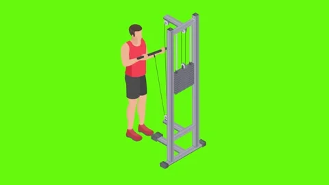 Workout. We're pumping biceps. Green background. Stock Footage 291898568