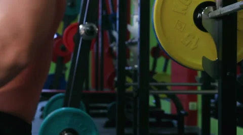 Workout for young bodybuilder. Barbell Bench Press Stock Footage 58052345