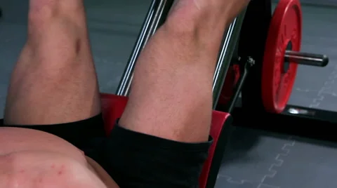 Workout for young bodybuilder. Leg press Stock Footage 58051689