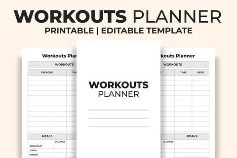 Workouts Planner KDP Interior Stock Illustration