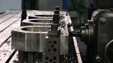 Workpiece processing on milling machine Stock Footage 100497031