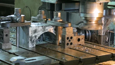 Workpiece processing on milling machine Video stock 100497090