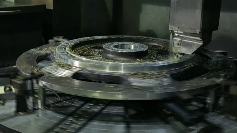 Workpiece processing on turning-and-boring lathe Stock Footage 100333126