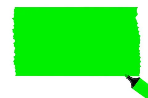 Workpiece for text, bright green background with marker in the corner. Stock Photos