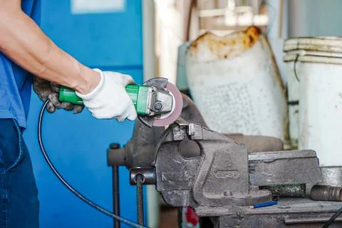 Workpiece vise table is grinding Stock Photos
