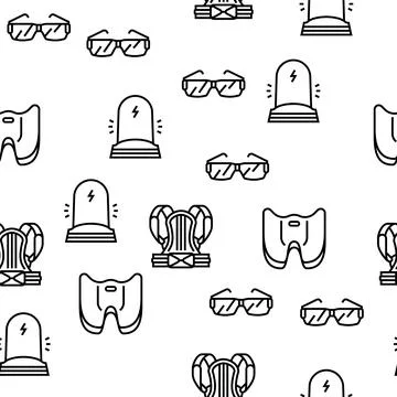 Workplace Accessories And Tools Vector Seamless Pattern Illustrazione stock