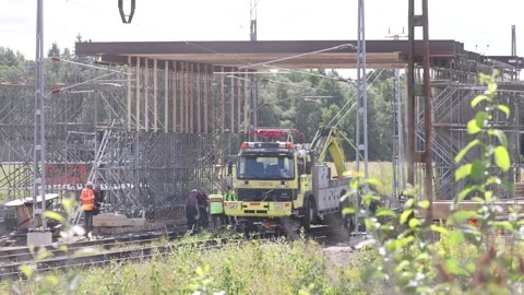 Workplace accident, construction site, Godegård, Sweden Stock Footage 202130773