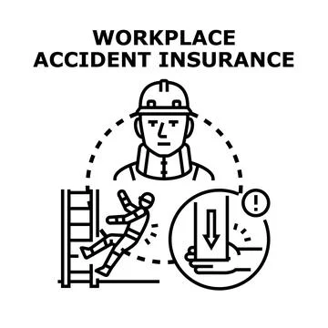 Workplace accident insurance protecting workers from injuries Stock Illustration