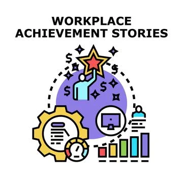 Workplace achievement stories developing career success goals Stock Illustration
