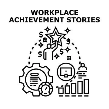 Workplace achievement stories developing career success goals 库存插图