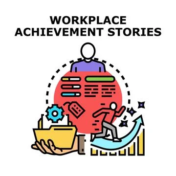 Workplace achievement stories vector concept illustration Stock Illustration