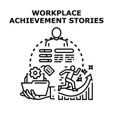 Workplace achievement stories vector concept illustration Stock Illustration