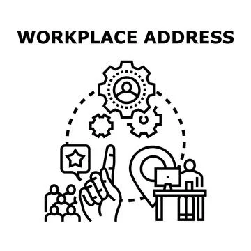 Workplace address concept finding company location navigation Stock-Illustration