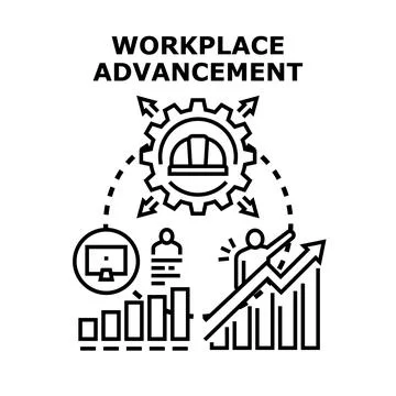 Workplace advancement developing career growth opportunity icon Stock Illustration