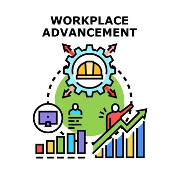 Workplace advancement developing career growth opportunity icon Stock Illustration