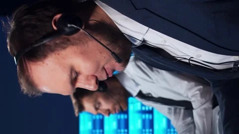 Workplace of the air traffic controllers in the control tower. Team of Stock Footage 262968060