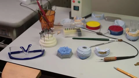 Workplace and dental technician tools in a dental laboratory 動画素材 169936237