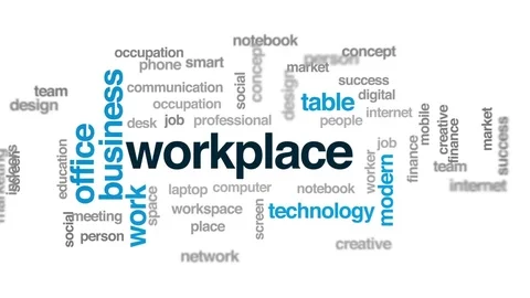 Workplace animated word cloud, text design animation. Stock Footage 75764525